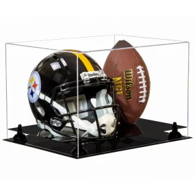 Acrylic Full-Size Football and Helmet Display Case - Large Rectangle Box with Clear Top 18" x 14" x 12" (A014/B60)