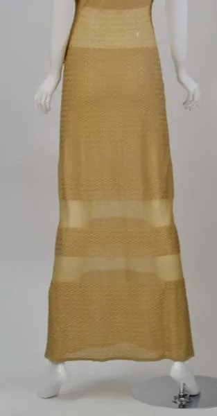 1980s Fendi Gold Sheer Panel Dress