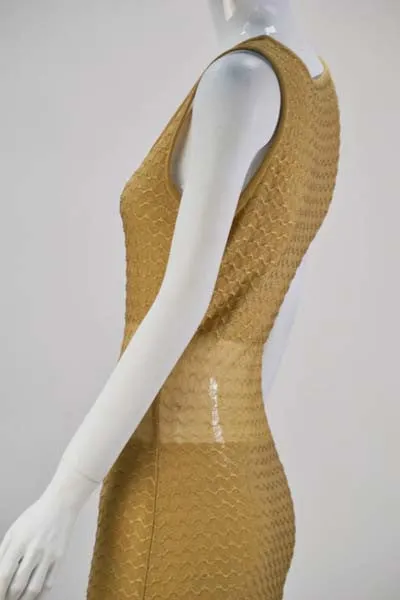 1980s Fendi Gold Sheer Panel Dress