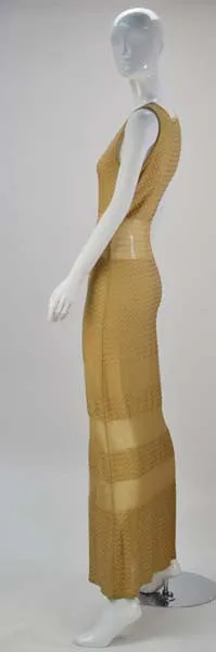 1980s Fendi Gold Sheer Panel Dress