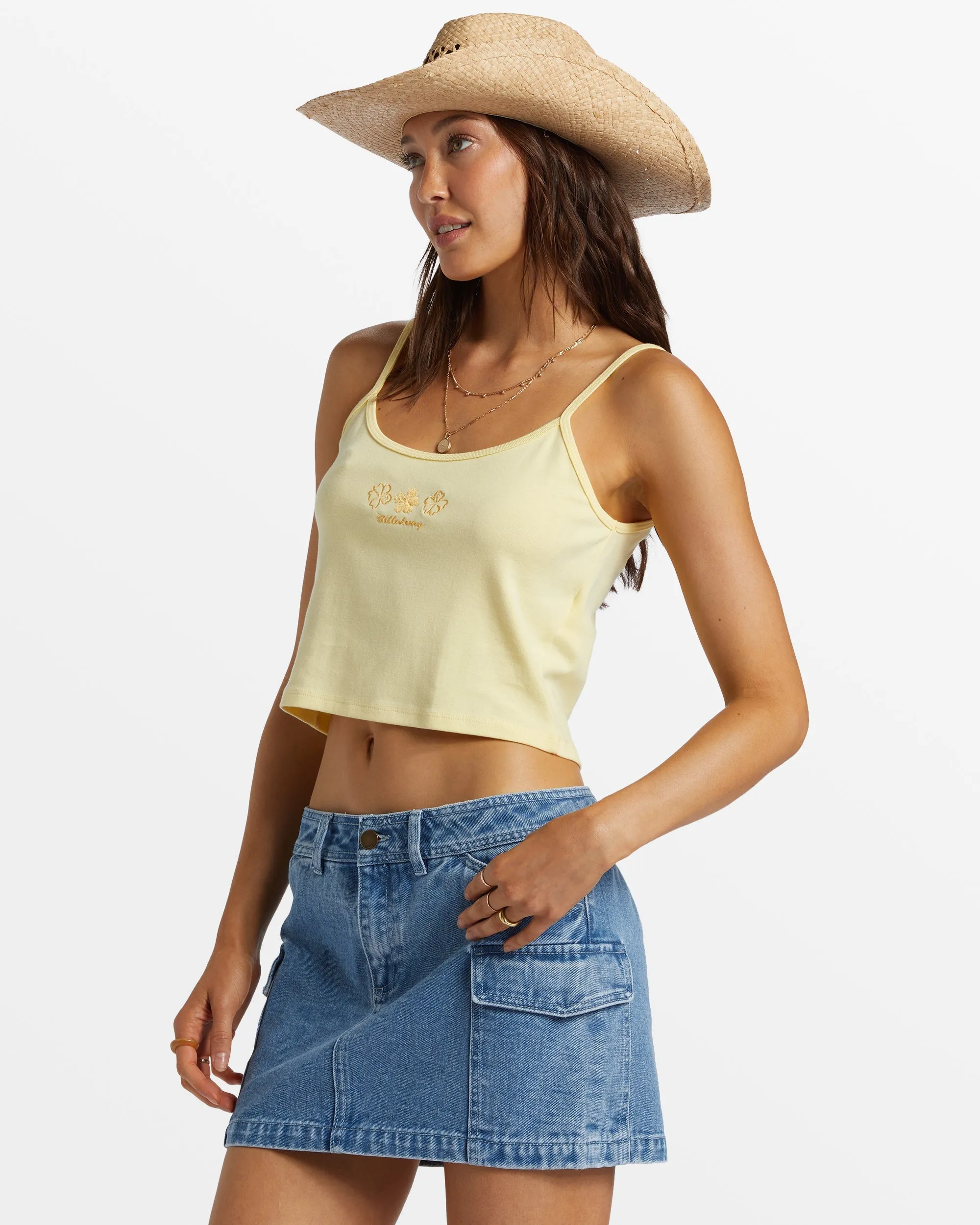 Aloe Cropped Tank Top - Mellow Yellow