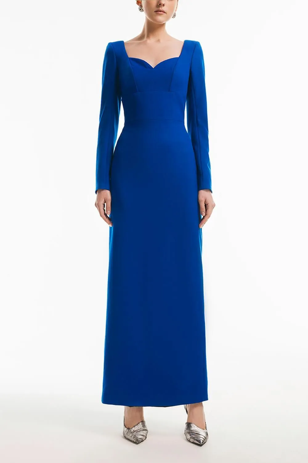 Ariana Sheath Long Sleeved Wool Blend Maxi Dress