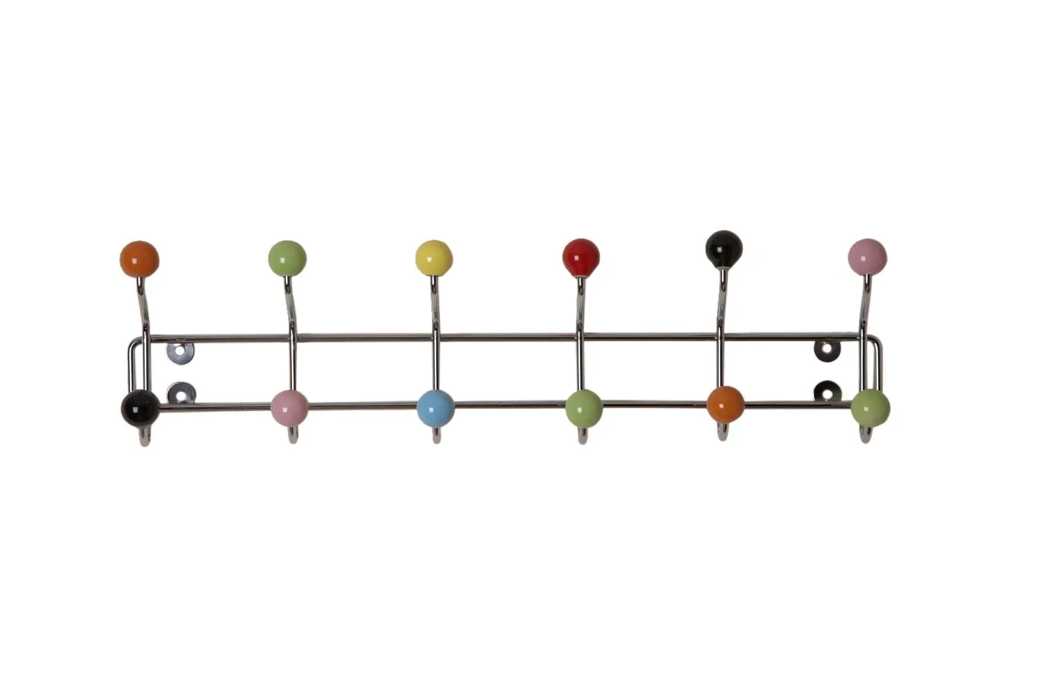 Aspect Steel/Ceramic Deluxe Wall-Mounted 12-Hook Coat Hanger, Multi