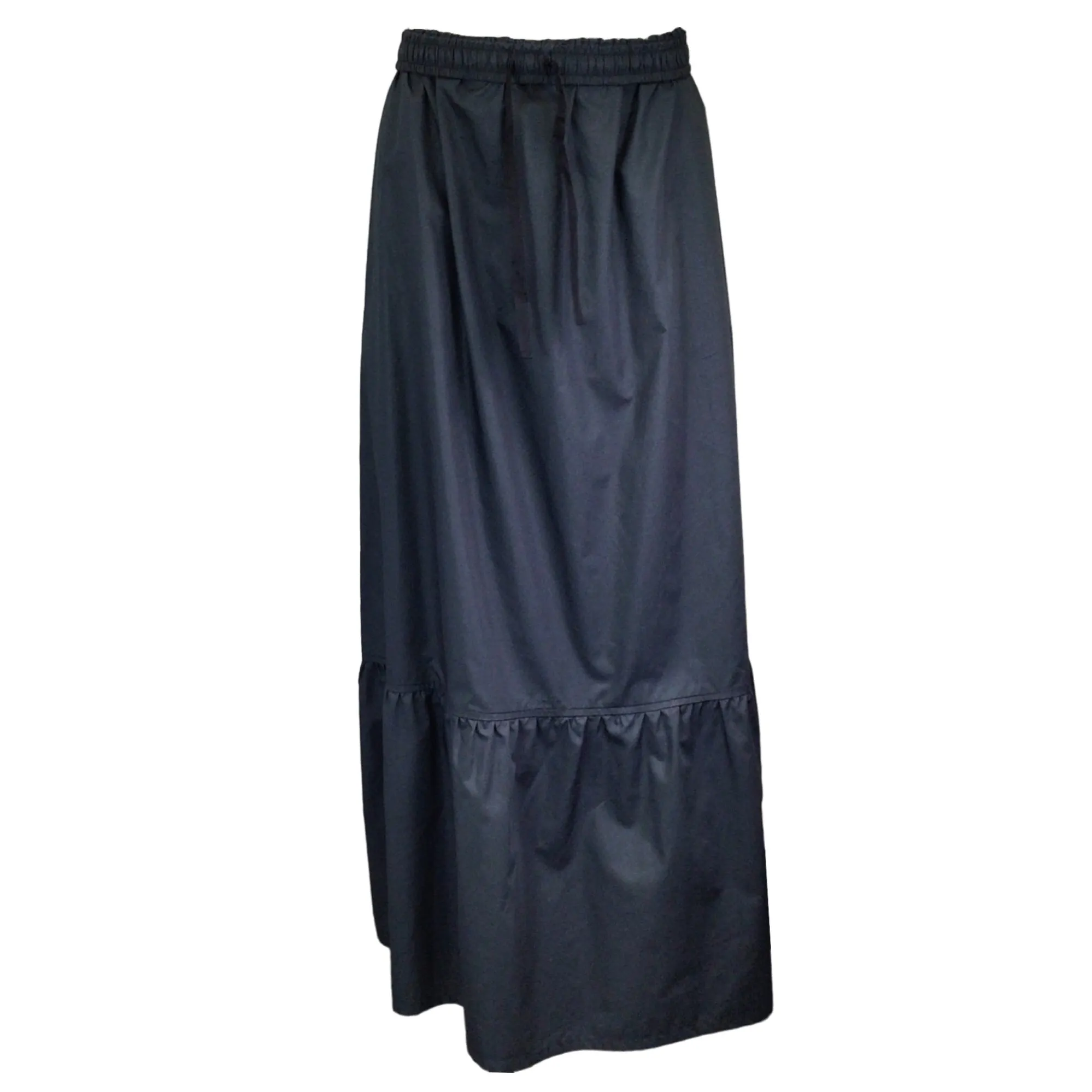 Atlantique Ascoli Black Drawstring Cotton Maxi Skirt