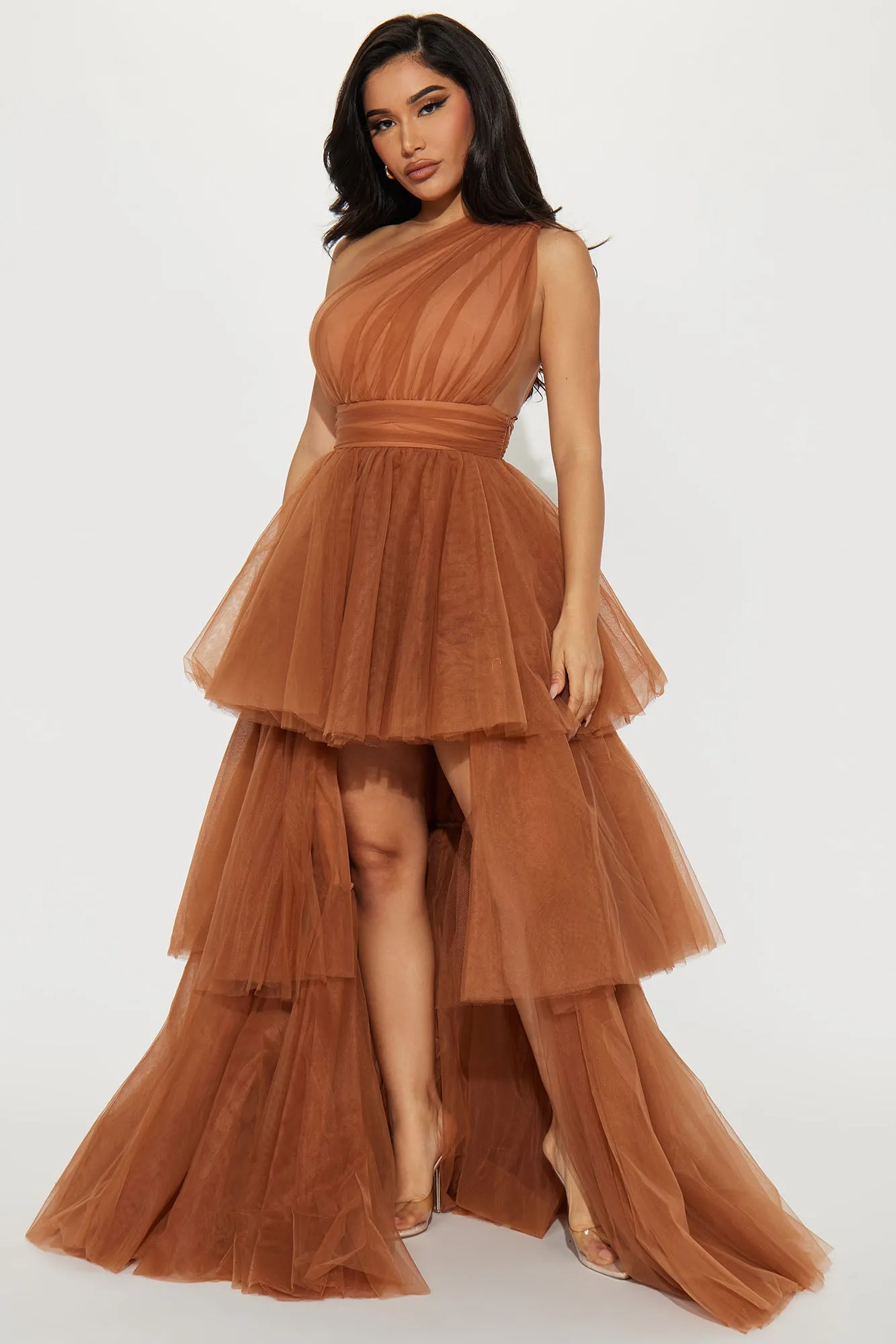 Aurora Tulle Maxi Gown - Mocha