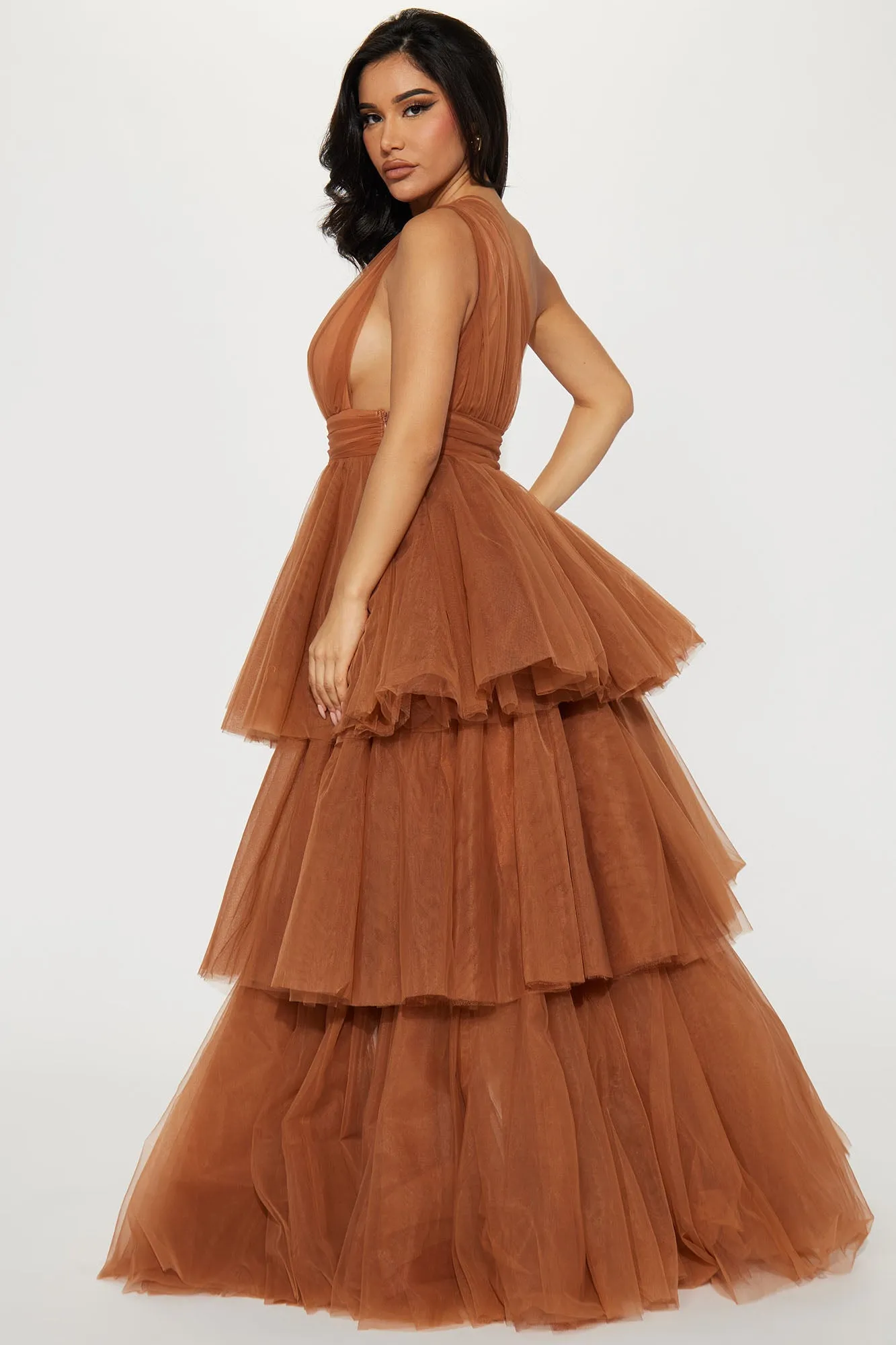 Aurora Tulle Maxi Gown - Mocha