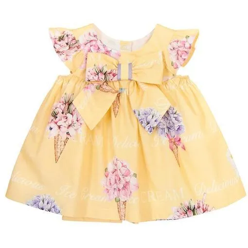 Baby Girls Yellow Dress & Bloomer Set