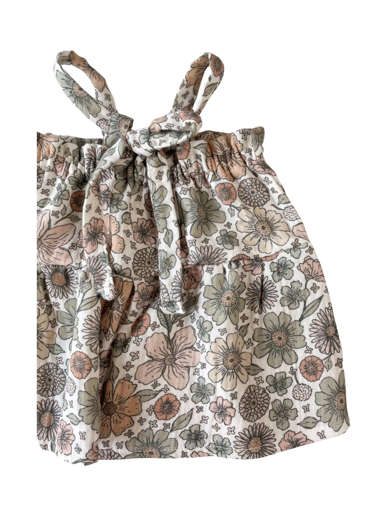 Baby muslin dress / bold floral - ecru