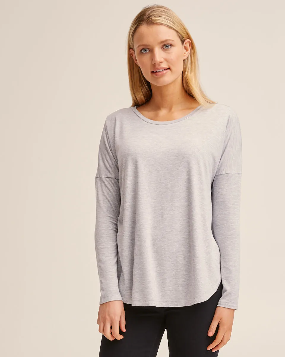 Bamboo Long Sleeve Nursing Tee - Grey Marle