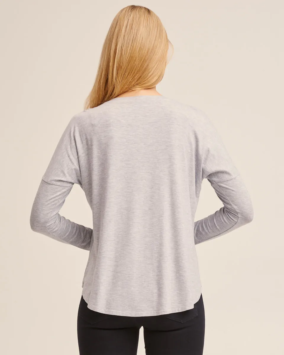 Bamboo Long Sleeve Nursing Tee - Grey Marle