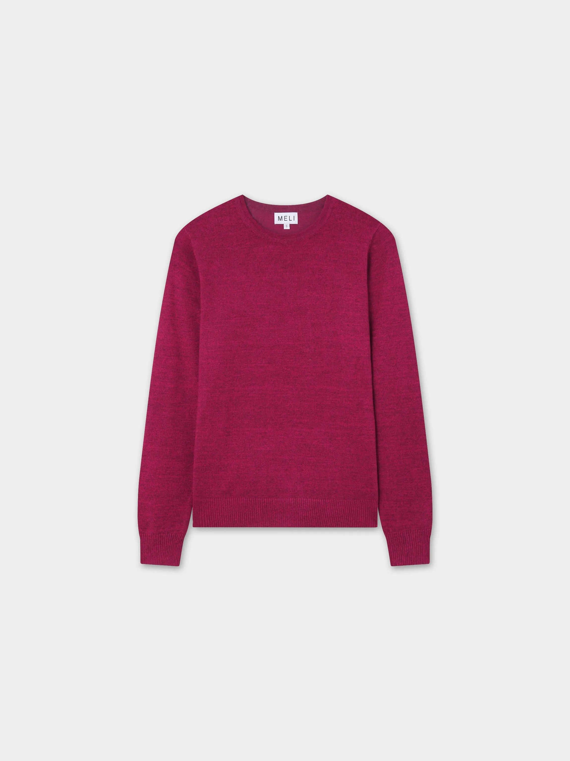 Basic Crew Sweater LS-Heathered Fuchsia