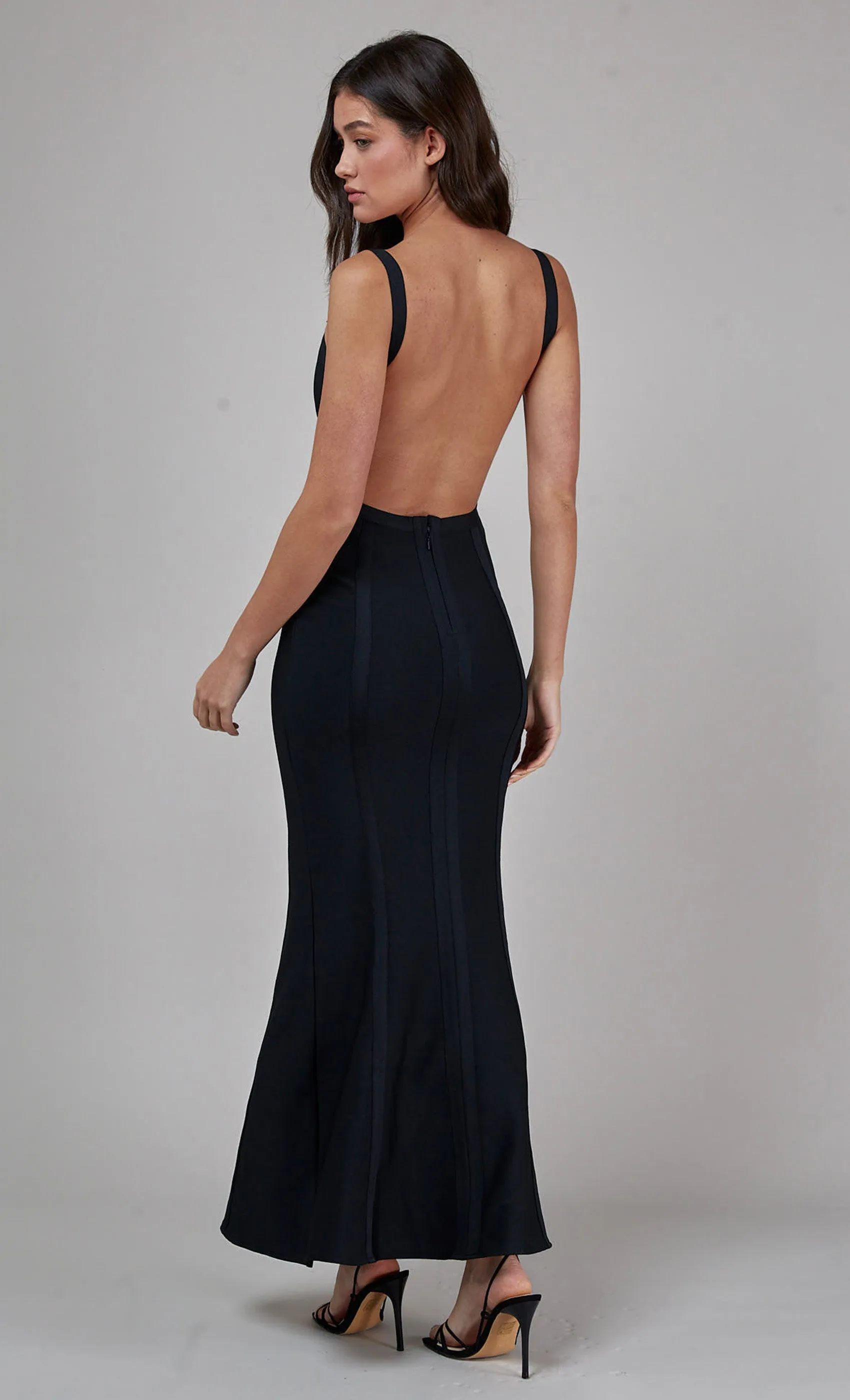 Black Backless Bandage Fishtail Dress