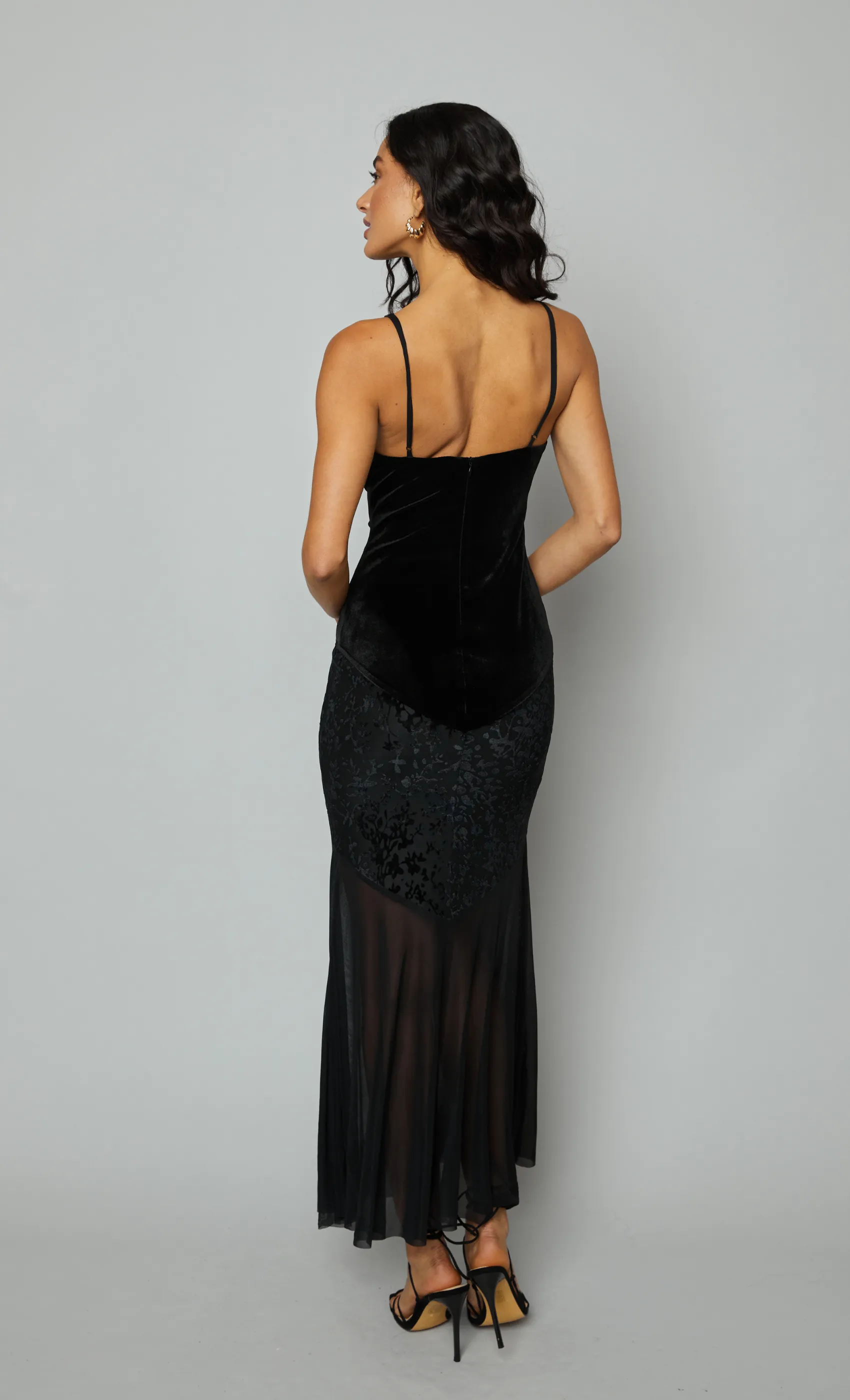 Black Burnout Panelled Maxi Dress