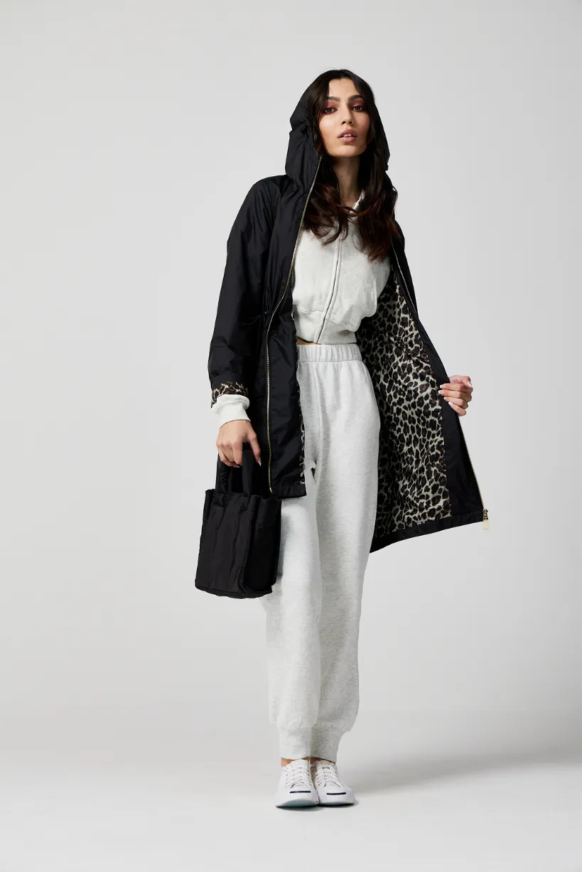 Black Classic Leopard Raincoat