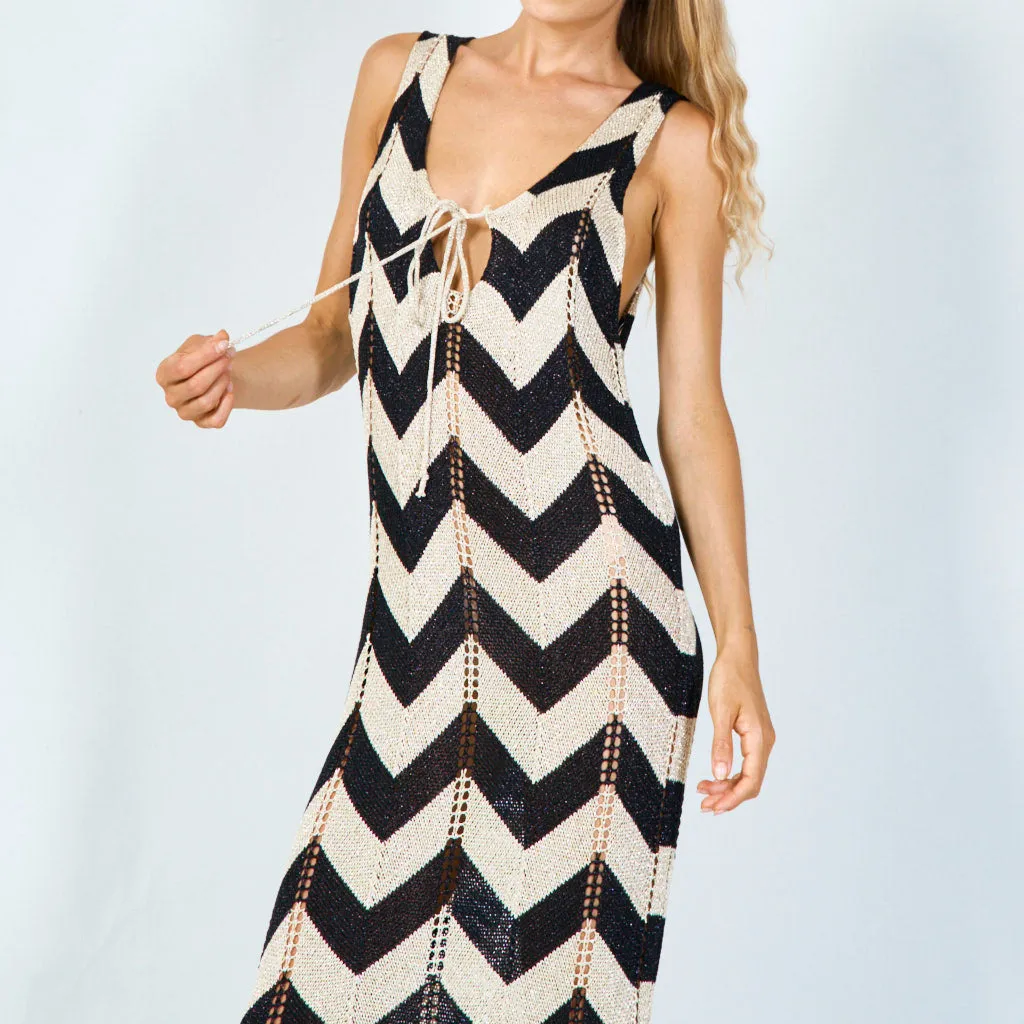 Bold chevron sleeveless maxi dress wholesale