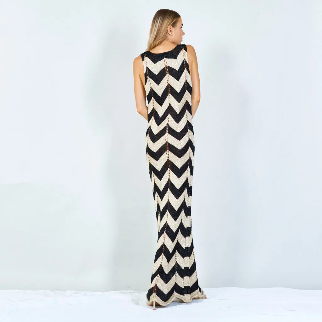 Bold chevron sleeveless maxi dress wholesale