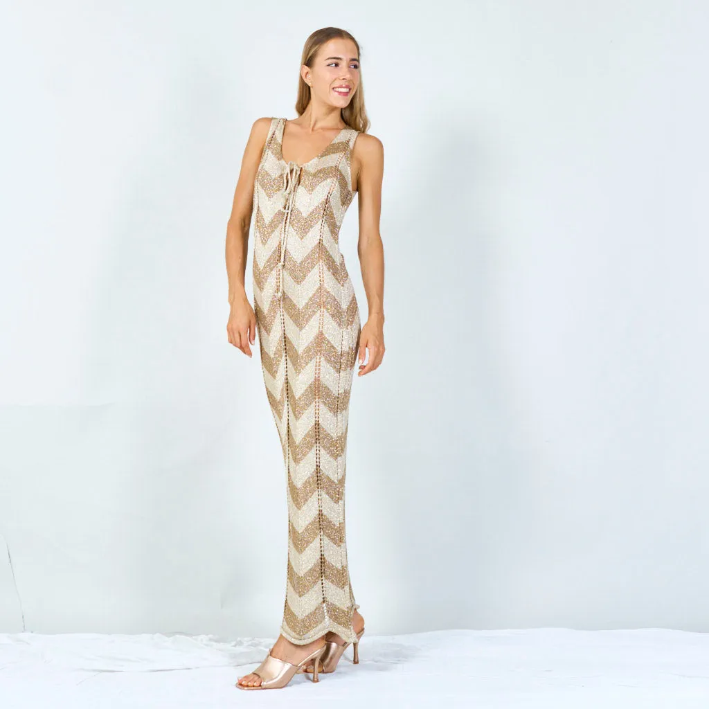 Bold chevron sleeveless maxi dress wholesale