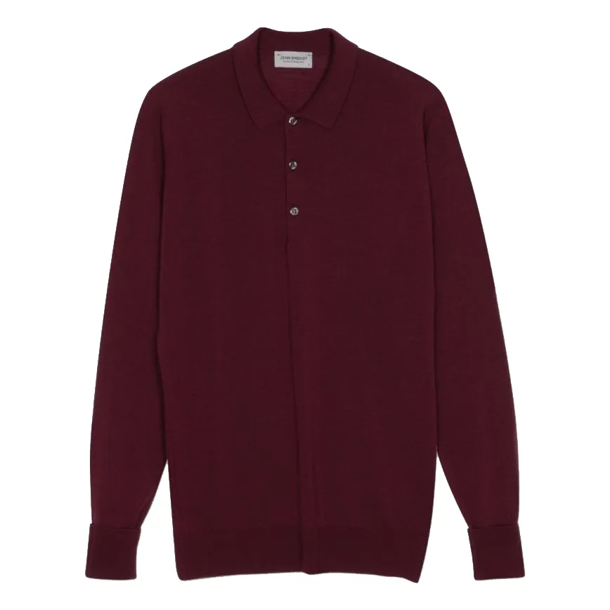 Bordeaux Cotswold Merino Long Sleeve Knit Polo Sweater