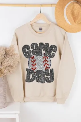 Boujee Sequins Game Day Baseball Graphic Sweatshirts