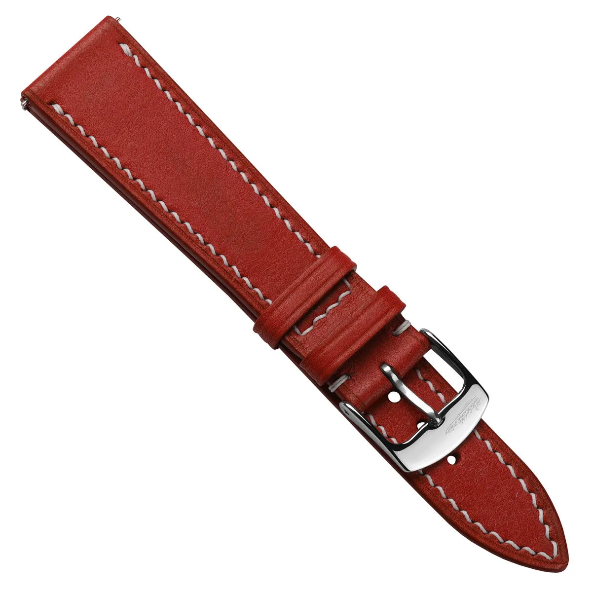 Bourton Hand-Stitched Genuine Italian Leather Watch Strap - Bright Red