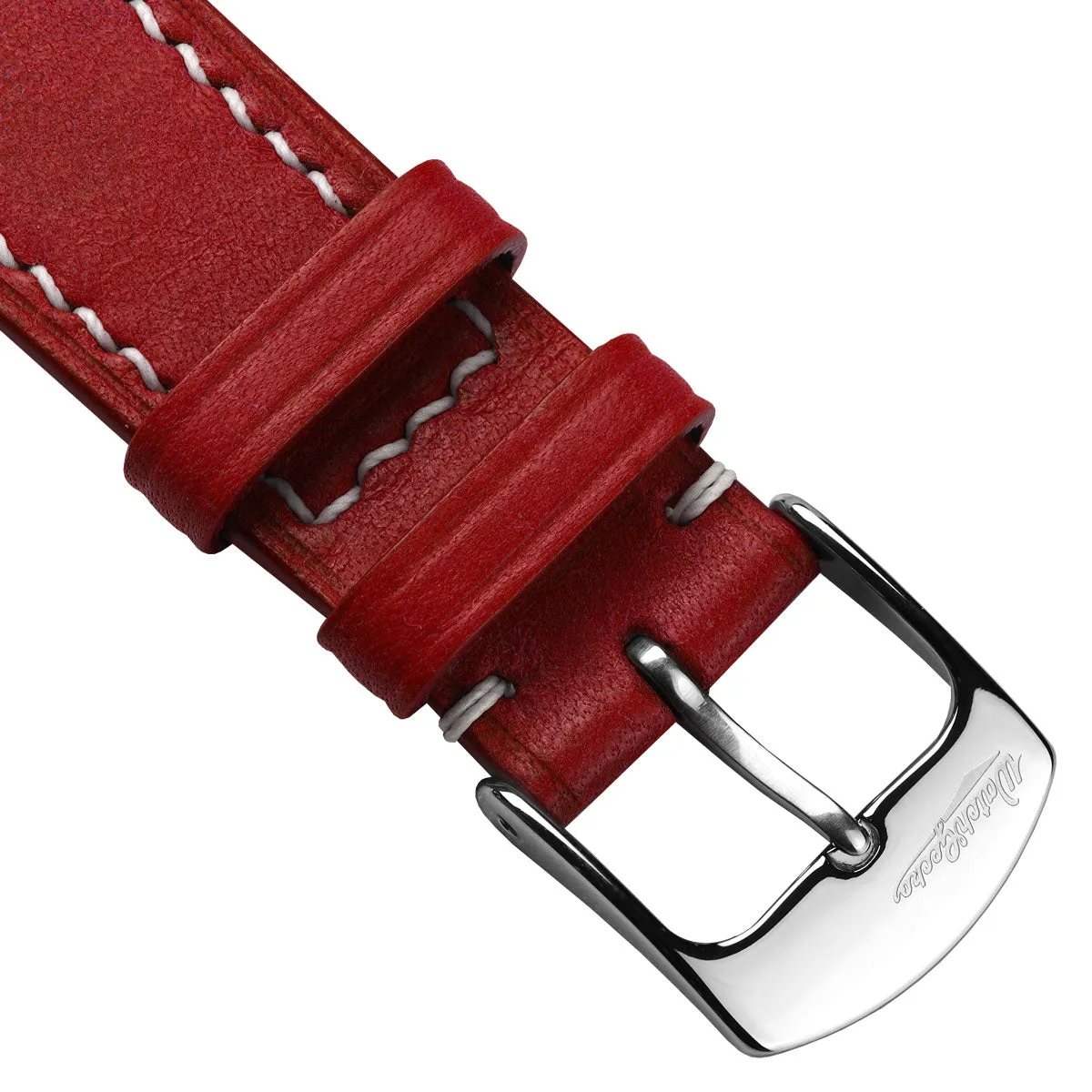 Bourton Hand-Stitched Genuine Italian Leather Watch Strap - Bright Red