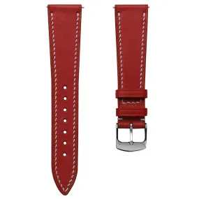 Bourton Hand-Stitched Genuine Italian Leather Watch Strap - Bright Red