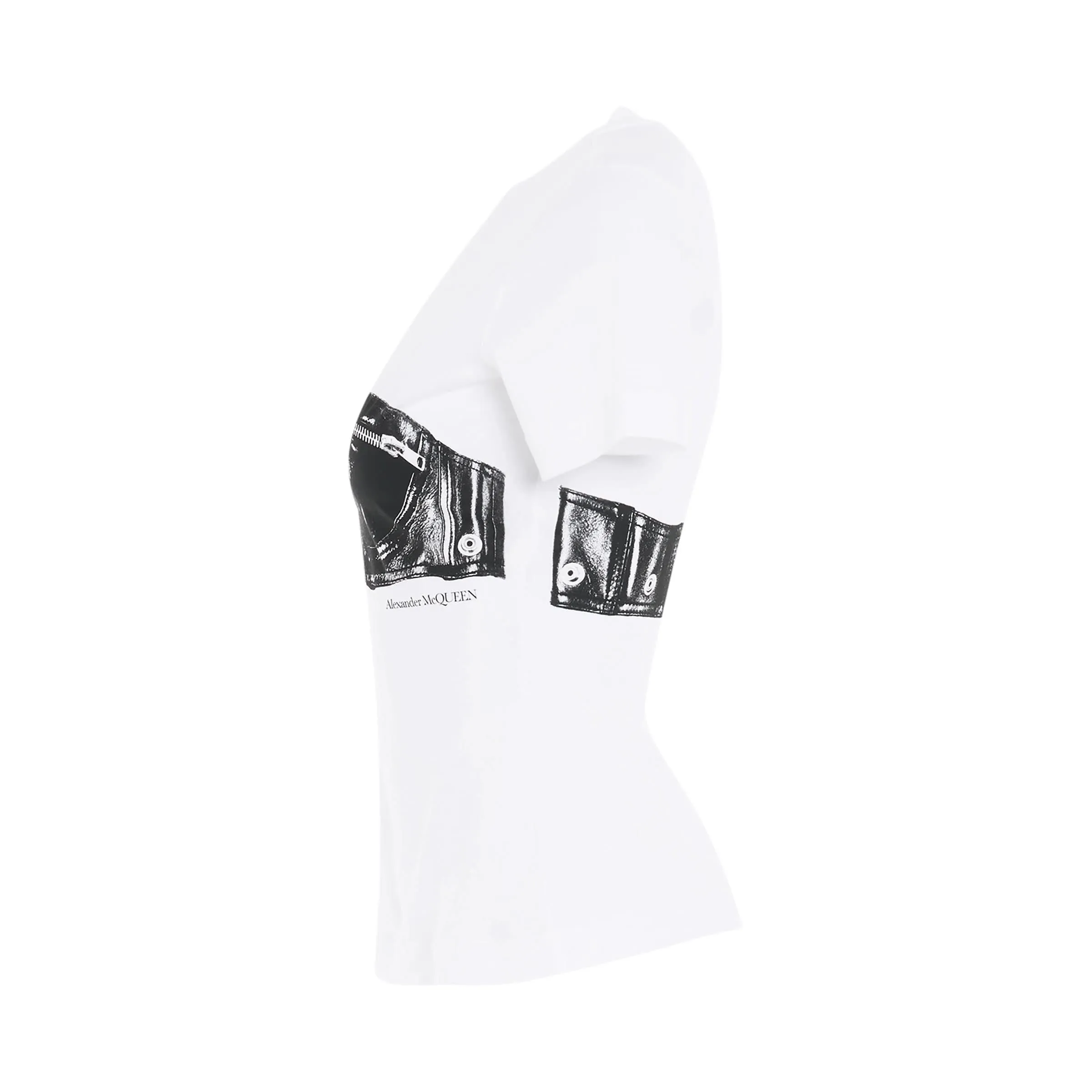 Bra Bustier Print Fitted T-Shirt in White