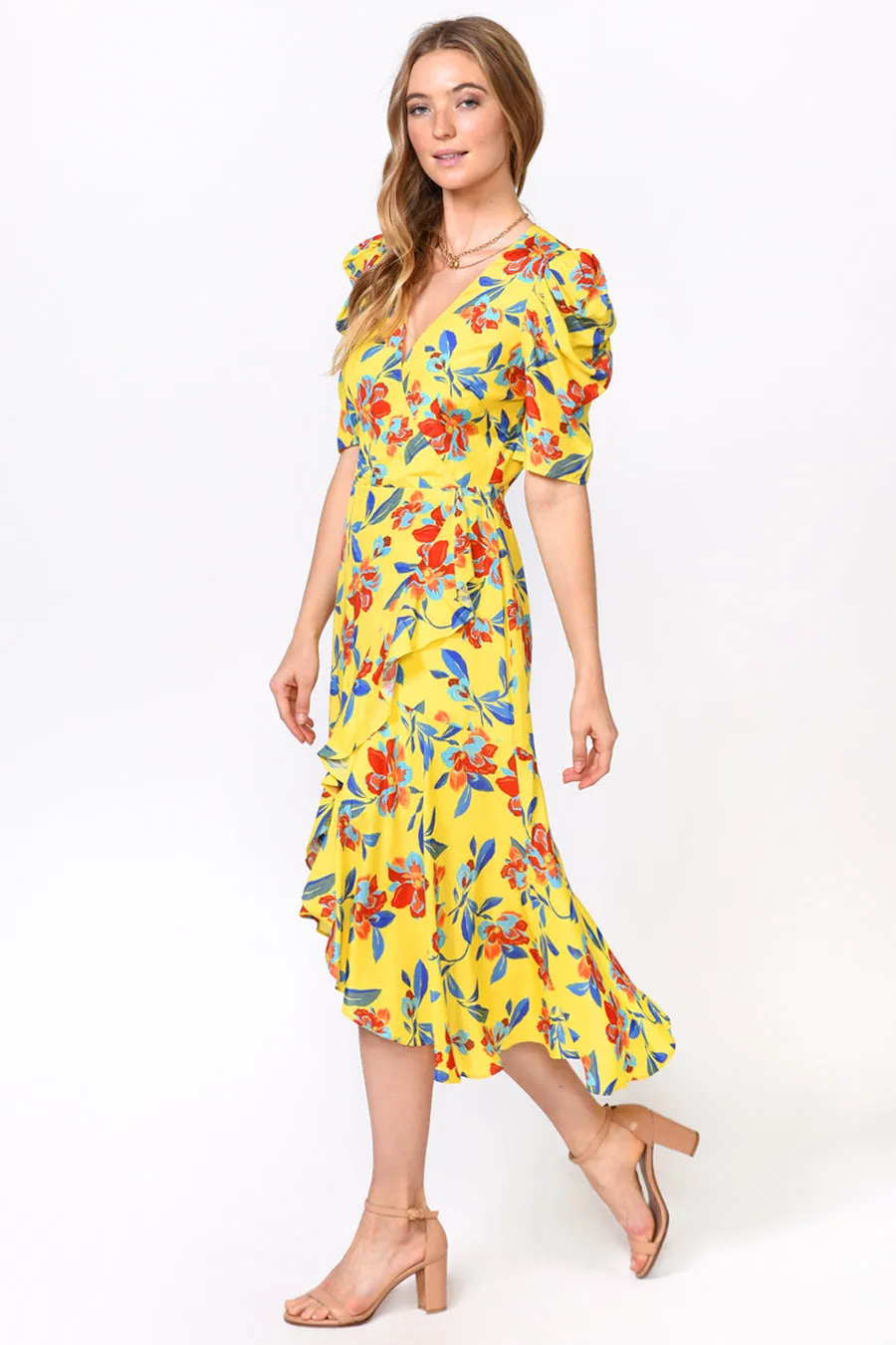 Brenda Floral Puff Slv Maxi Dress