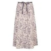 Button Front Floral Linen Skirt