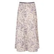 Button Front Floral Linen Skirt