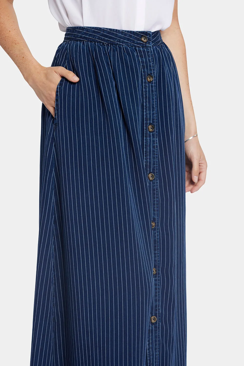 Button-Front Maxi Skirt