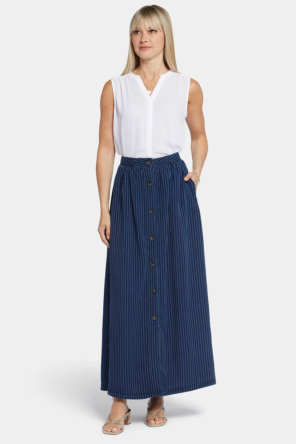 Button-Front Maxi Skirt