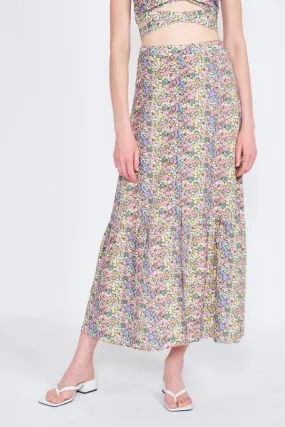 BUTTON UP FLORAL MAXI SKIRT