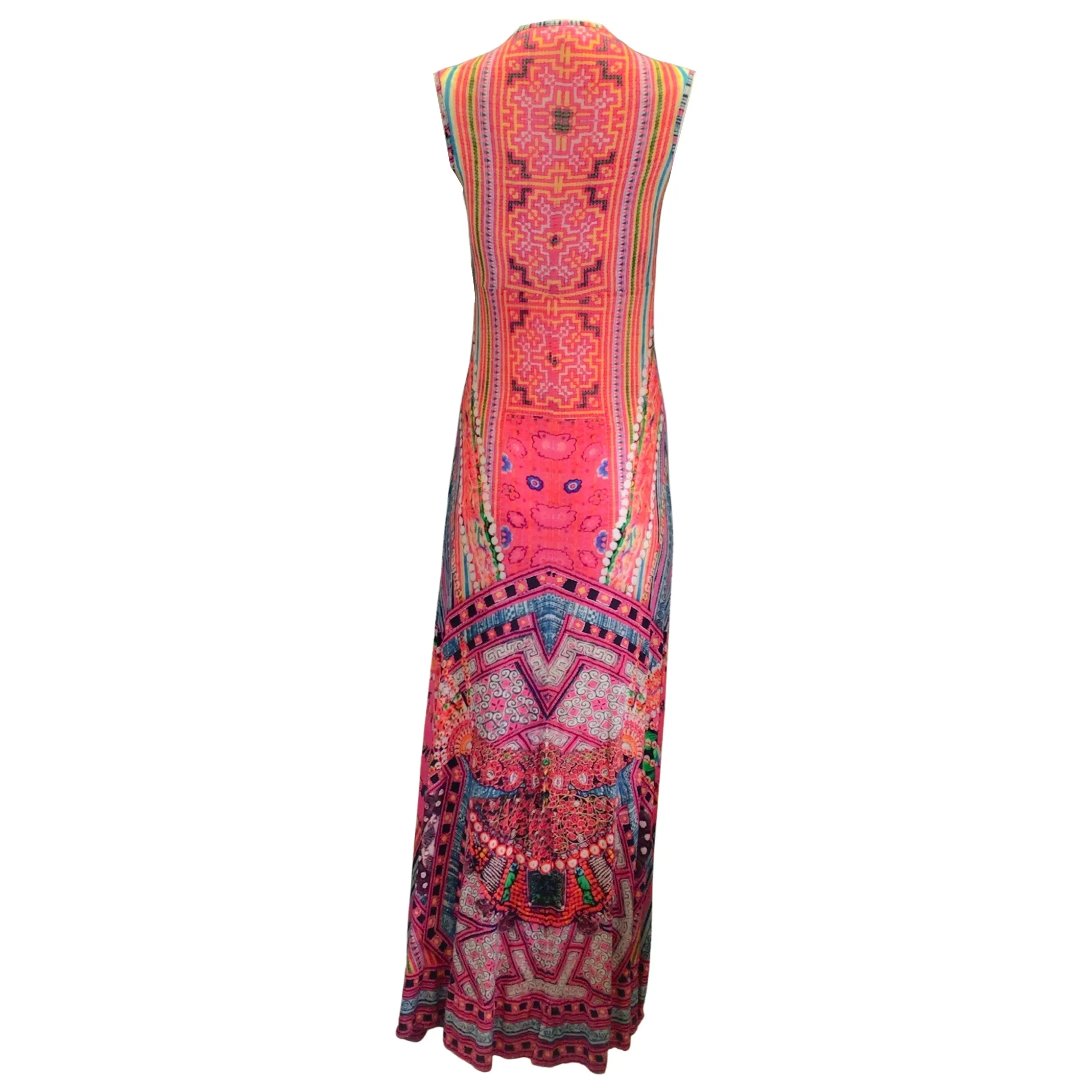 Camilla Pink Multi Printed Crystal Embellished Maxi Dress