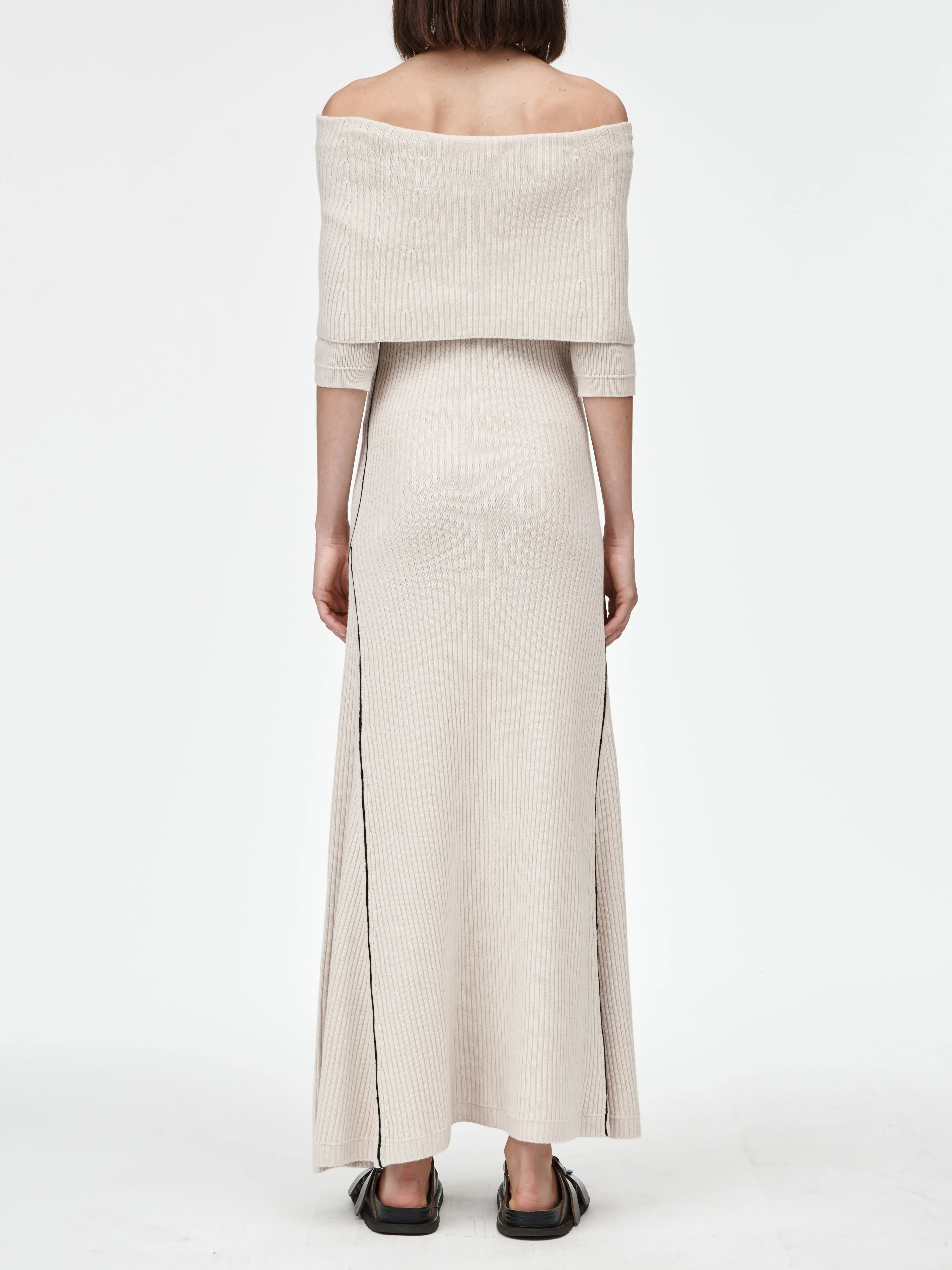 Cape Godet Dress in Crema