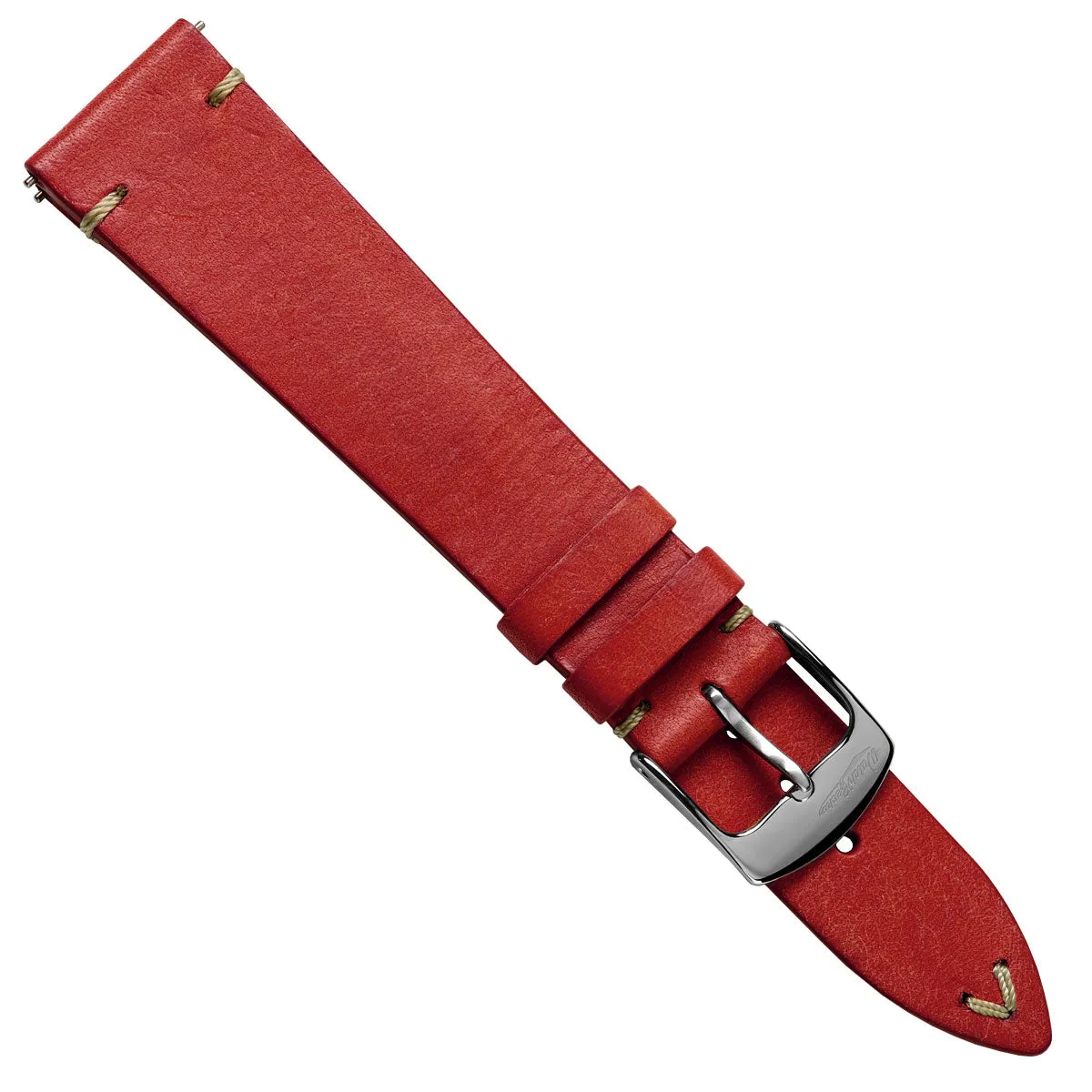 Charlbury V-Stitch Genuine Italian Leather Watch Strap - Bright Red