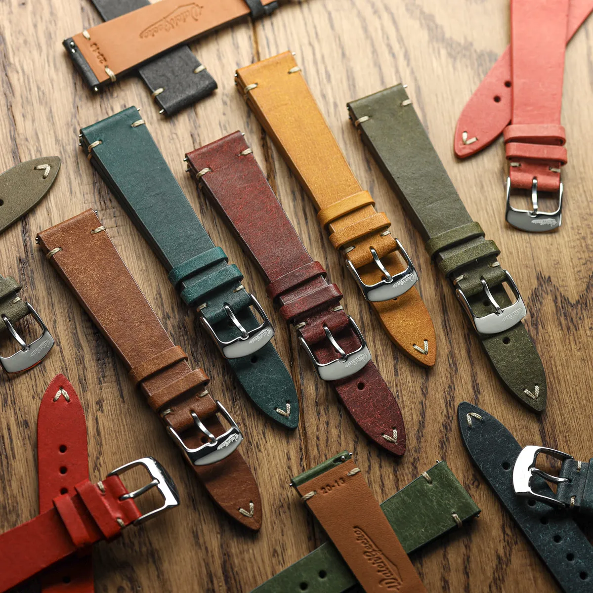 Charlbury V-Stitch Genuine Italian Leather Watch Strap - Bright Red