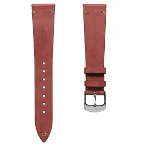 Charlbury V-Stitch Genuine Italian Leather Watch Strap - Salmon Red