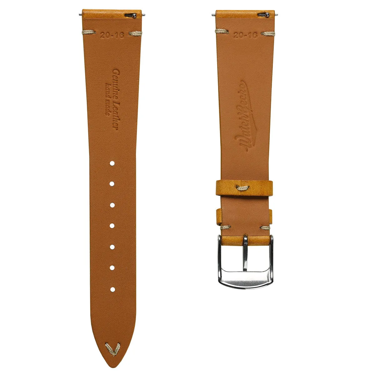 Charlbury V-Stitch Genuine Italian Leather Watch Strap - Vintage Gold