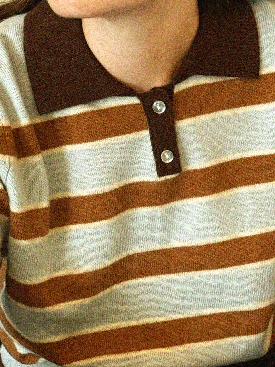 Classic Polo Striped Sweater_Baby Blue / Mocha