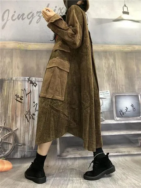 Corduroy Casual Loose Plus Size Jacket Outwear