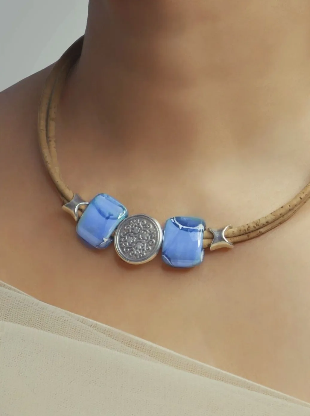 Cork Azure Seas Ceramic Necklace