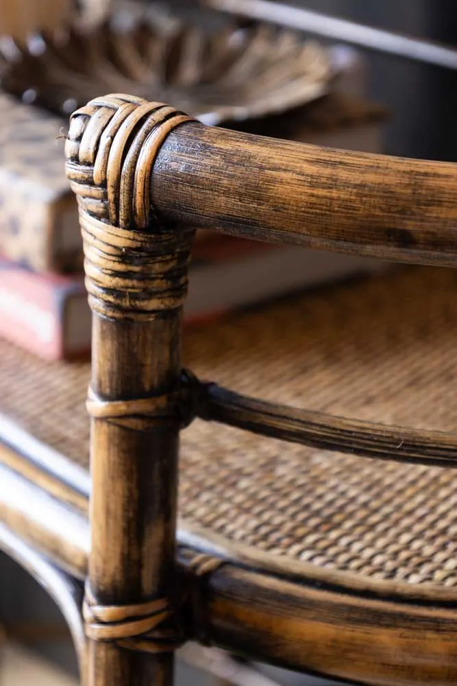 Dark Brown Rattan Console/Drinks Table