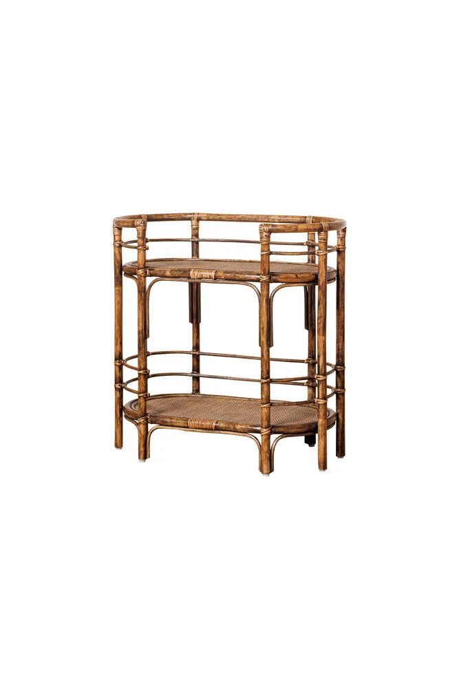 Dark Brown Rattan Console/Drinks Table