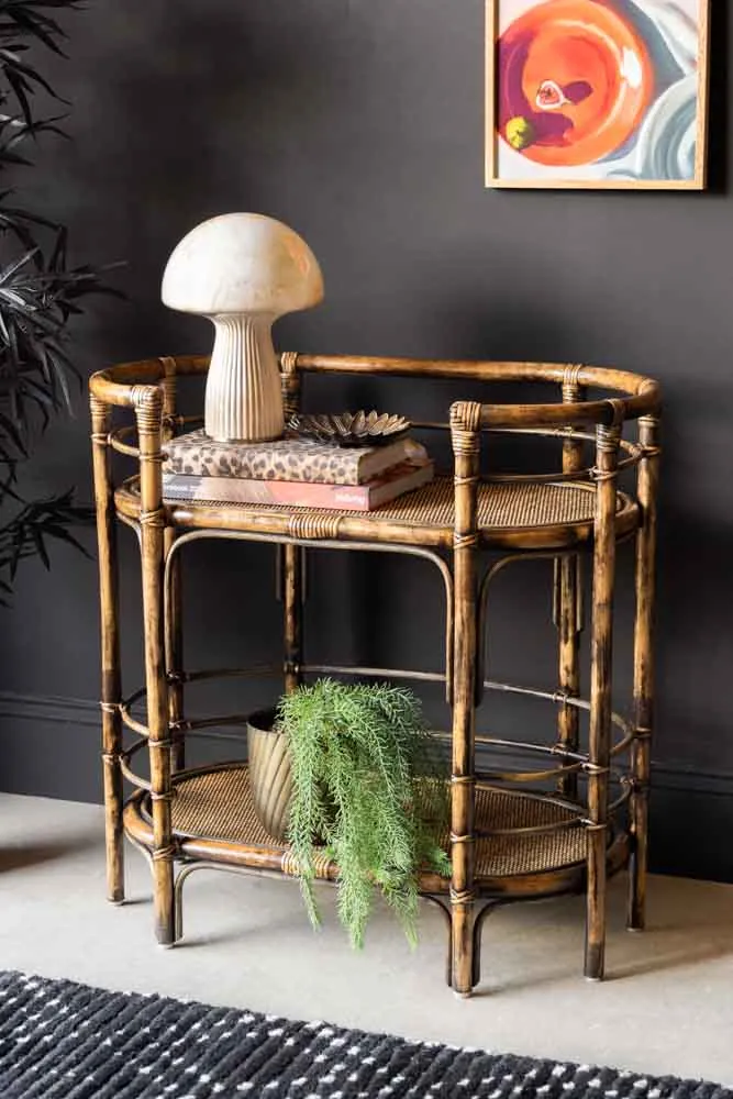 Dark Brown Rattan Console/Drinks Table