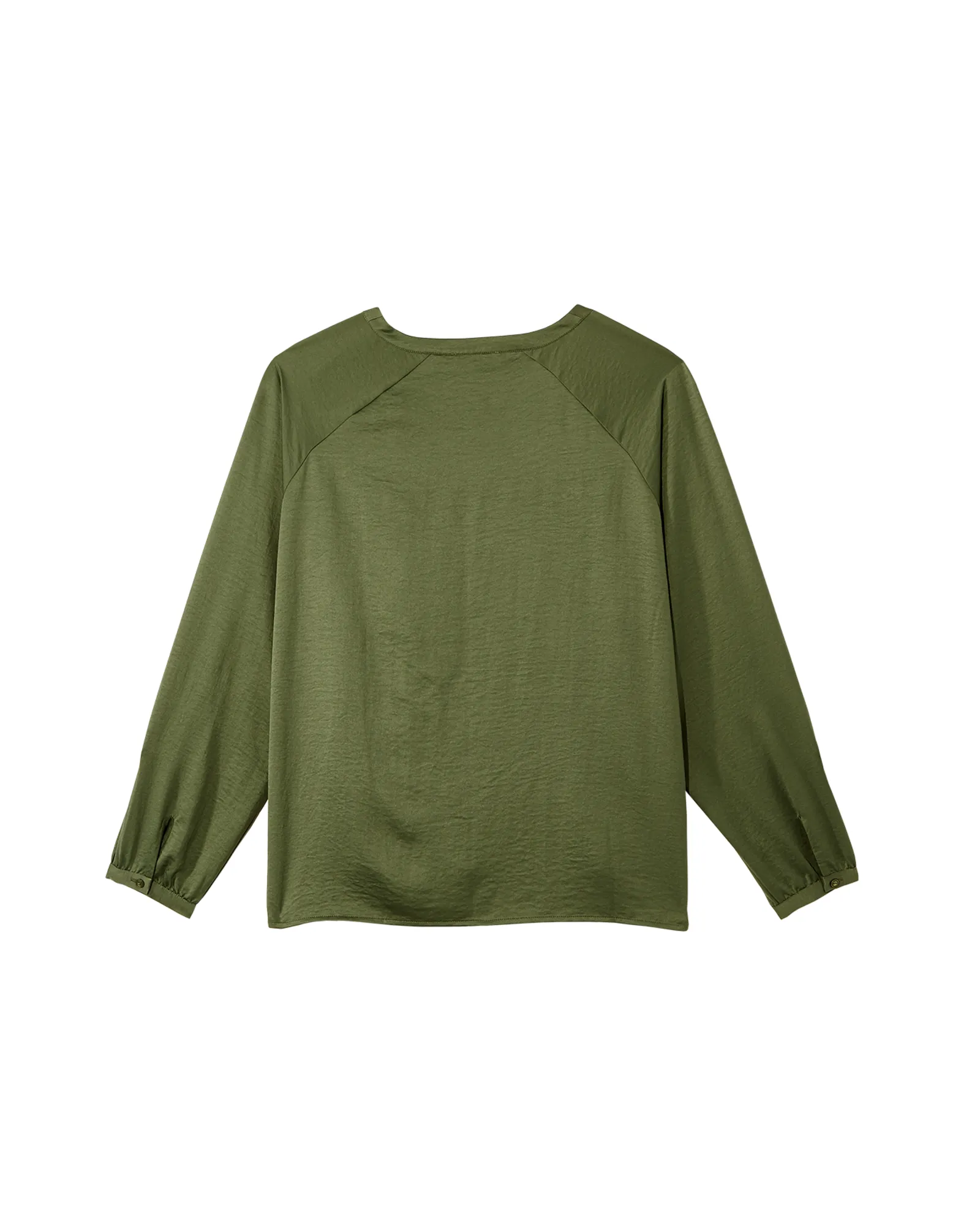 Dharma Long Ruffle Sleeve Blouse with Keyhole | Forest Green