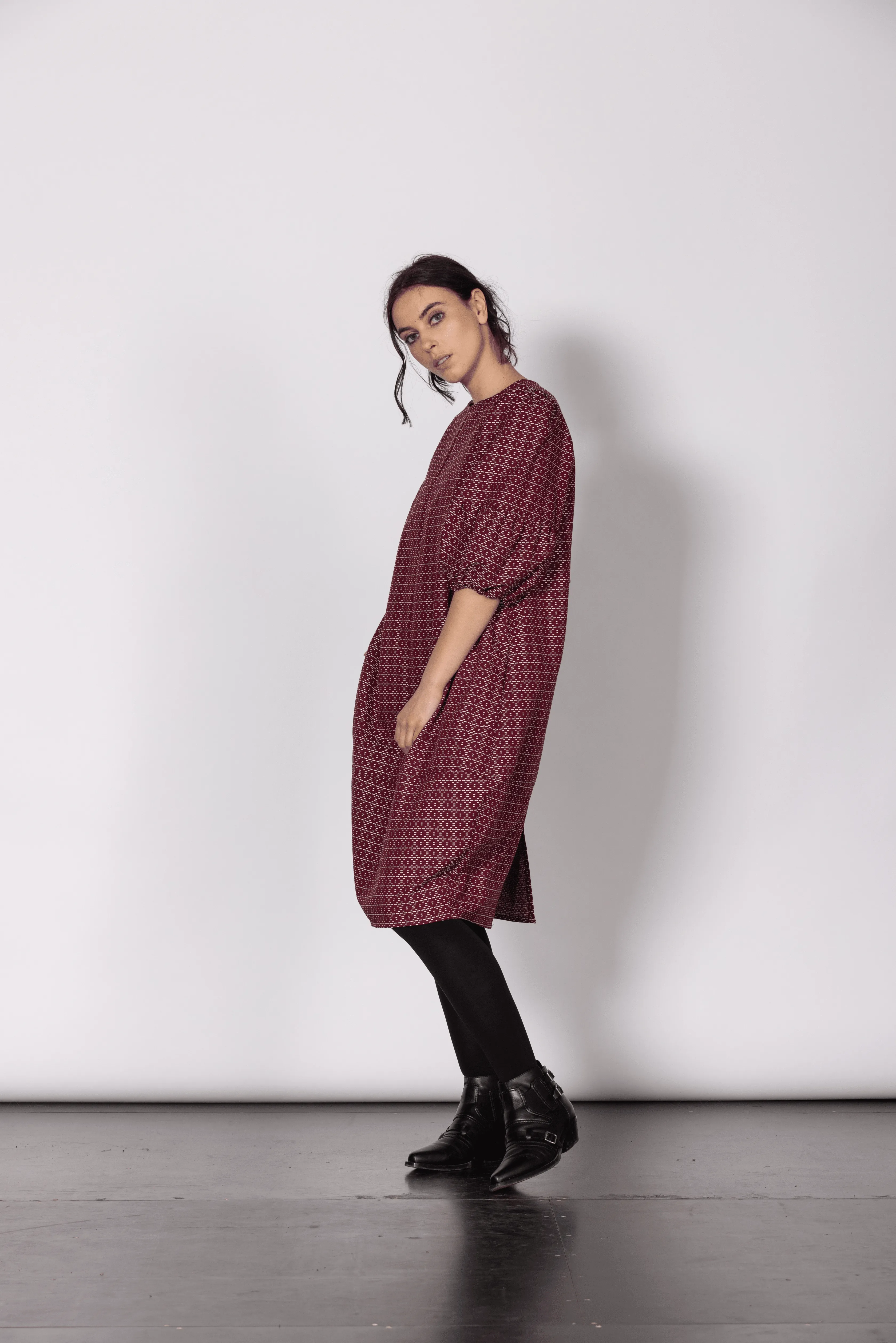 Direction Dress - Maroon Weave