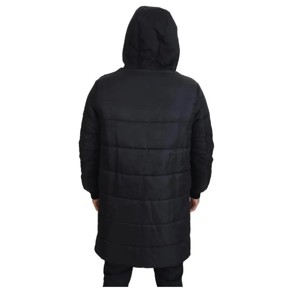 Dolce & Gabbana Black Nylon Hooded Parka Coat Winter Jacket