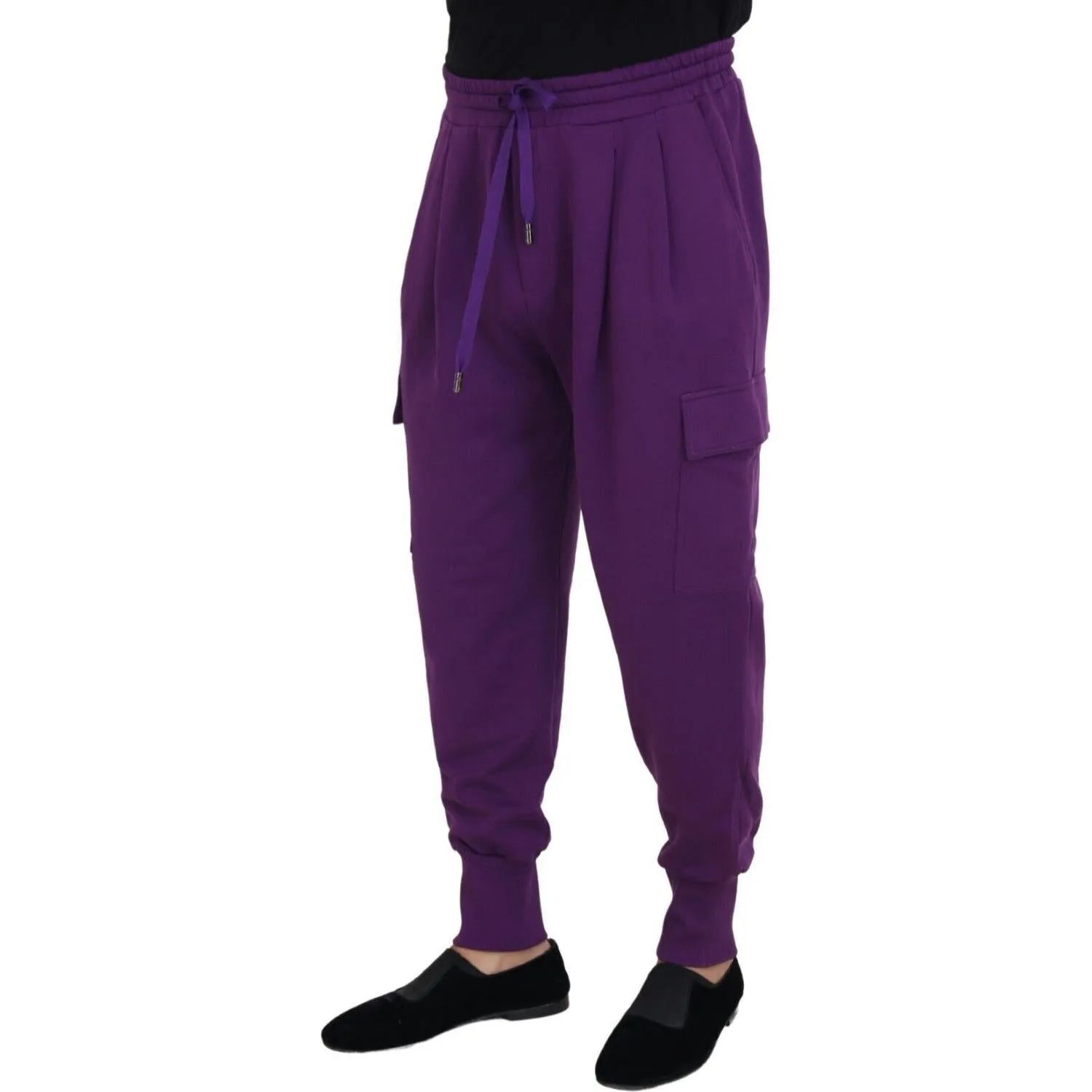 Dolce & Gabbana Elegant Purple Cotton Cargo Sweatpants