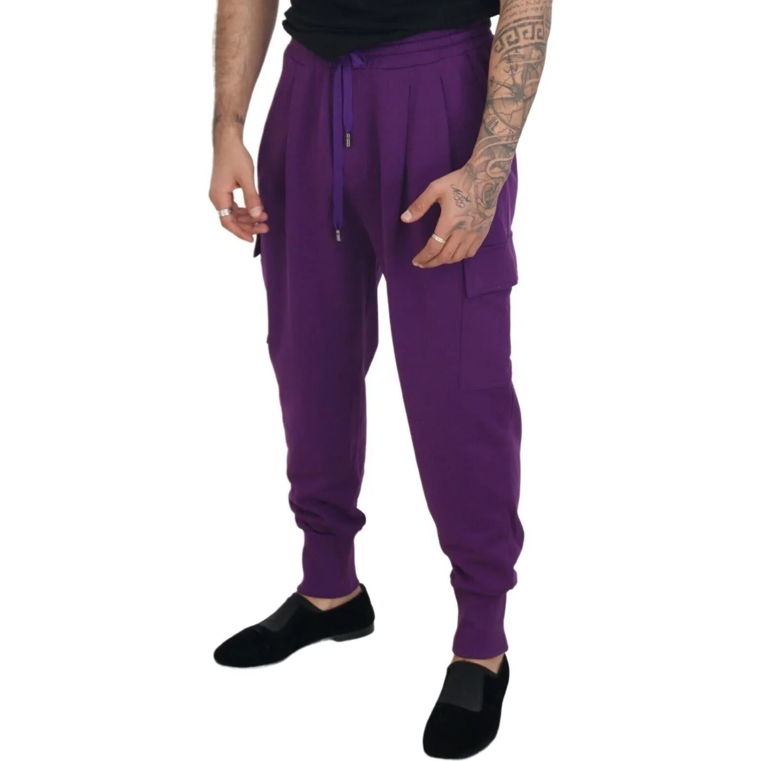 Dolce & Gabbana Elegant Purple Cotton Cargo Sweatpants